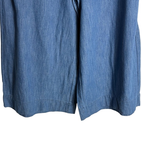 MADEWELL Huston Linen Blend Wide-Leg Crop Pants in Chambray Blue Size Large - Picture 8 of 11